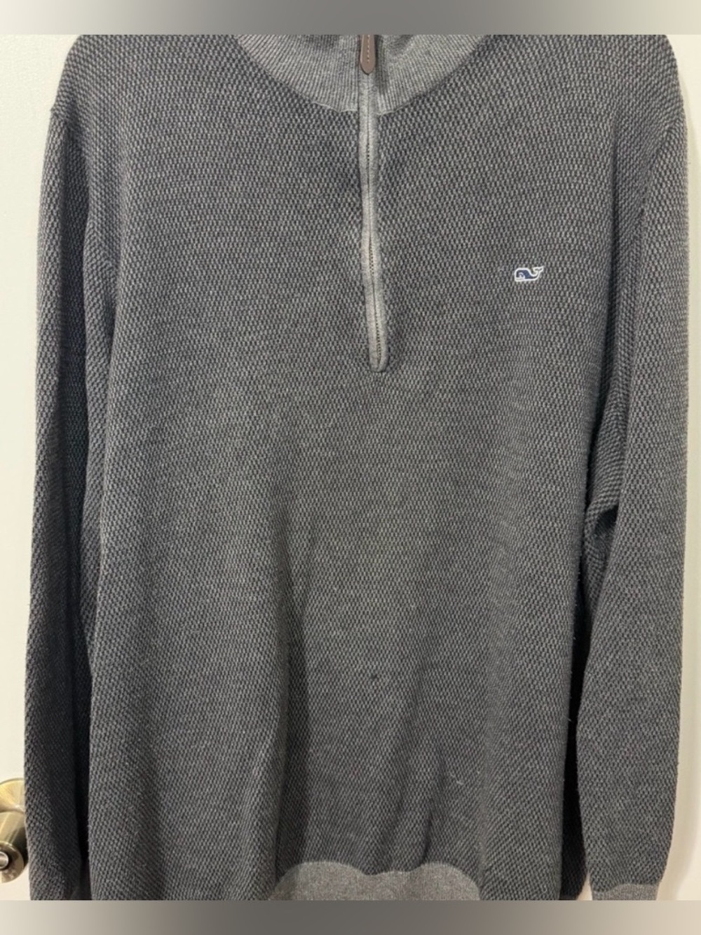 Vineyard Vines Men’s 2XL Gray Quarter Zip Pullover Sweater Whale Logo